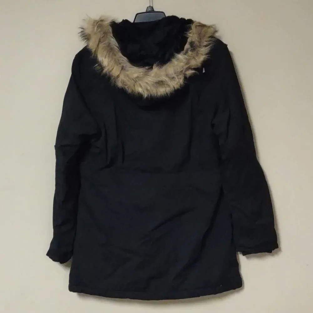 LeeHanton Three Quarter Length Military Style Parka Jacket Black XL
